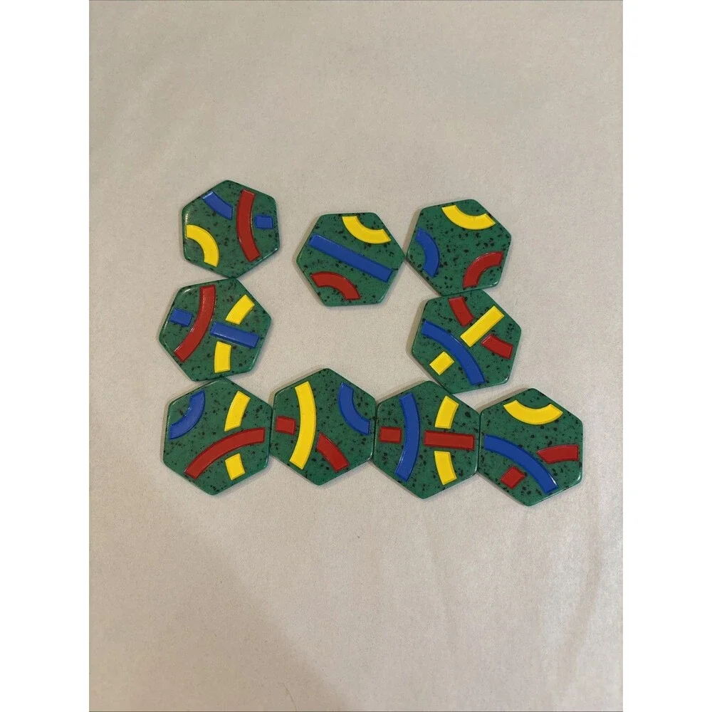 Tantrix Discovery Puzzle Game 1997    9 Green Tiles. Incomplete  Missing #5
